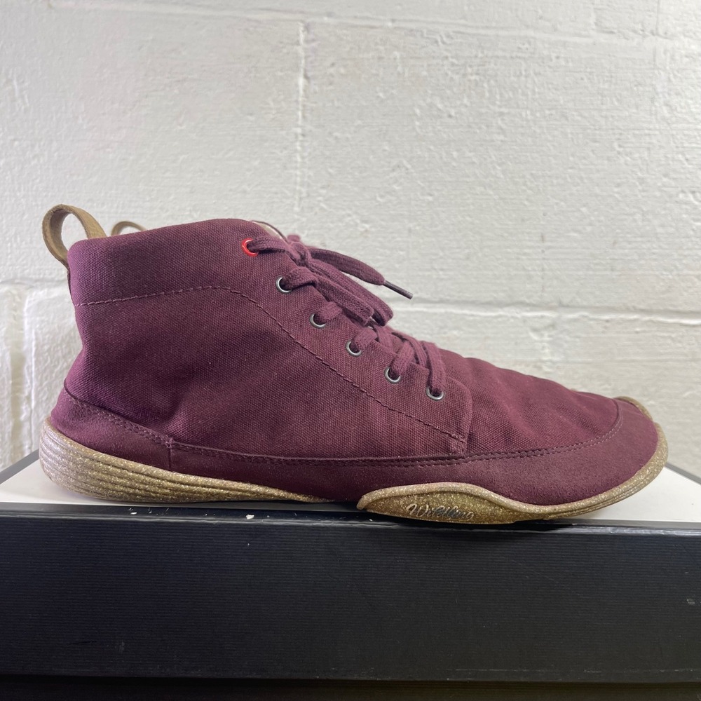 Wildling Burgundy Canvas Barefoot Minimalist Mid Top Sneakers Men's 10 US